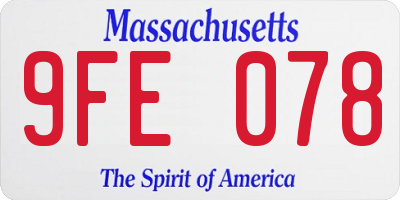 MA license plate 9FE078