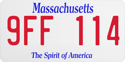 MA license plate 9FF114