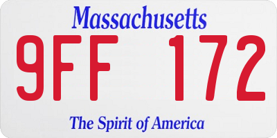 MA license plate 9FF172