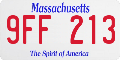 MA license plate 9FF213