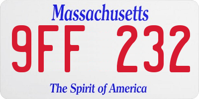 MA license plate 9FF232