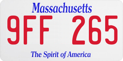 MA license plate 9FF265