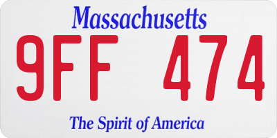 MA license plate 9FF474