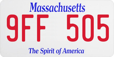 MA license plate 9FF505