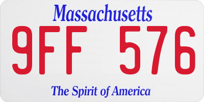 MA license plate 9FF576