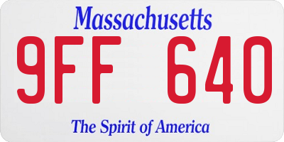MA license plate 9FF640