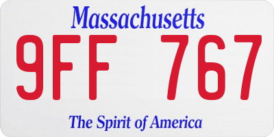 MA license plate 9FF767