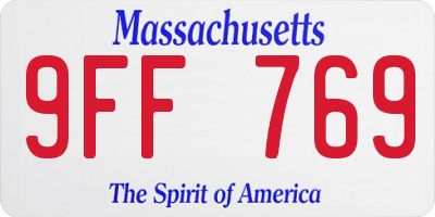MA license plate 9FF769
