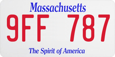 MA license plate 9FF787