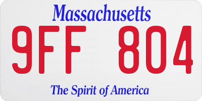 MA license plate 9FF804
