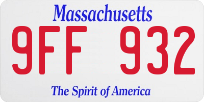 MA license plate 9FF932