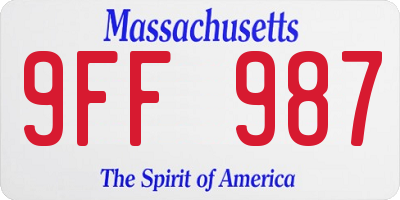 MA license plate 9FF987