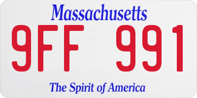 MA license plate 9FF991