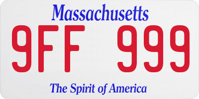 MA license plate 9FF999