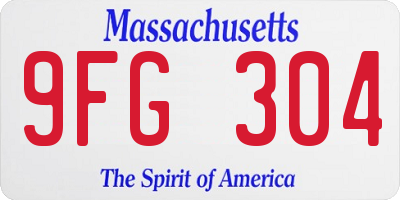 MA license plate 9FG304