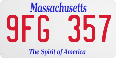 MA license plate 9FG357