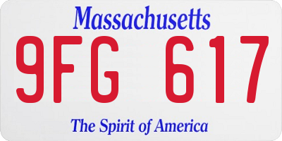 MA license plate 9FG617