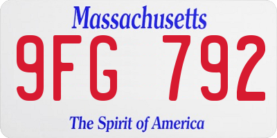 MA license plate 9FG792