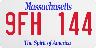 MA license plate 9FH144