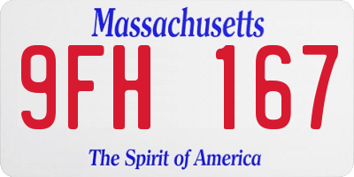 MA license plate 9FH167