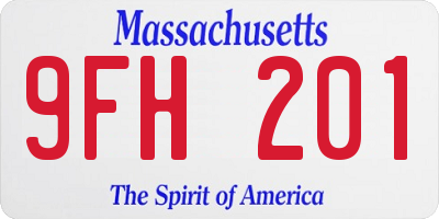 MA license plate 9FH201
