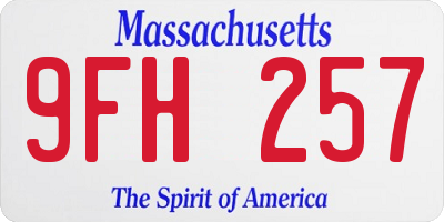 MA license plate 9FH257