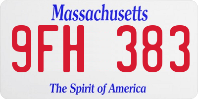 MA license plate 9FH383