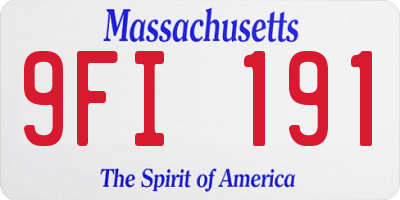 MA license plate 9FI191