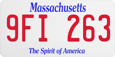 MA license plate 9FI263