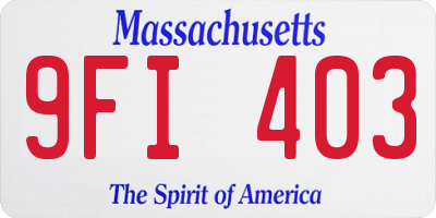 MA license plate 9FI403