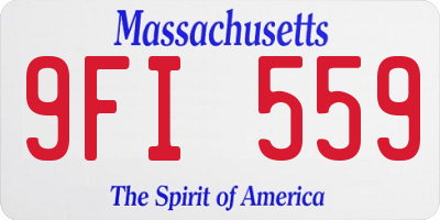 MA license plate 9FI559