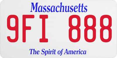 MA license plate 9FI888