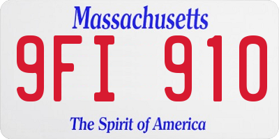 MA license plate 9FI910