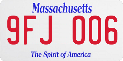 MA license plate 9FJ006