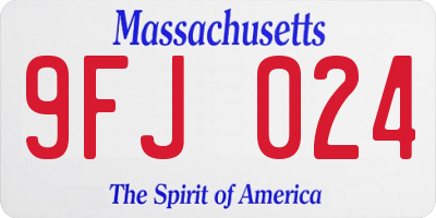 MA license plate 9FJ024