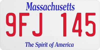 MA license plate 9FJ145
