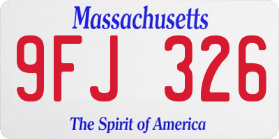 MA license plate 9FJ326