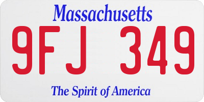 MA license plate 9FJ349