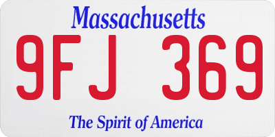 MA license plate 9FJ369