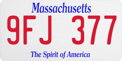 MA license plate 9FJ377