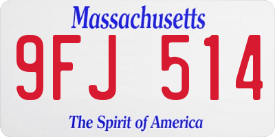 MA license plate 9FJ514