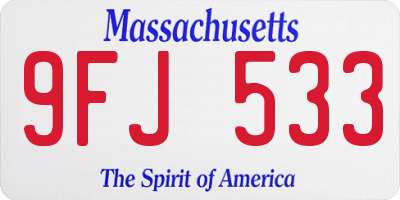 MA license plate 9FJ533