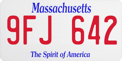 MA license plate 9FJ642