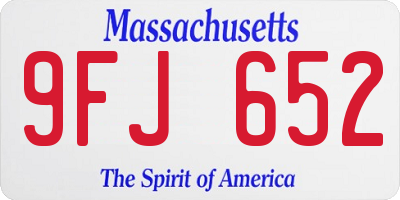 MA license plate 9FJ652