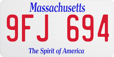 MA license plate 9FJ694