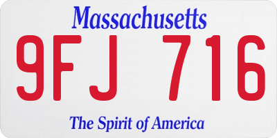 MA license plate 9FJ716