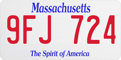 MA license plate 9FJ724