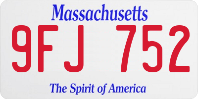 MA license plate 9FJ752