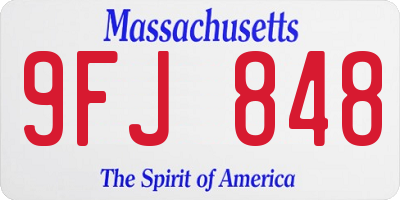MA license plate 9FJ848