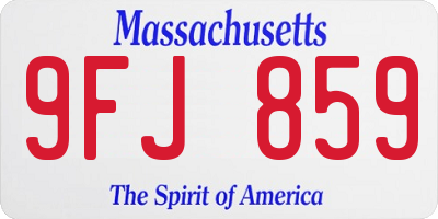 MA license plate 9FJ859